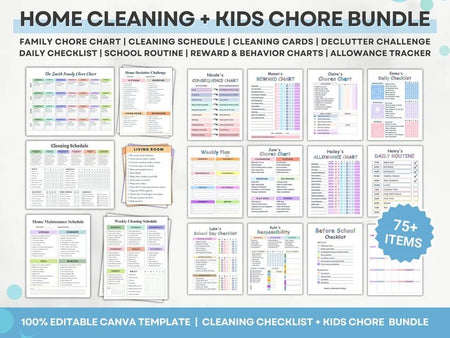 Cleaning Kid Chore Chart - Digital Product Store